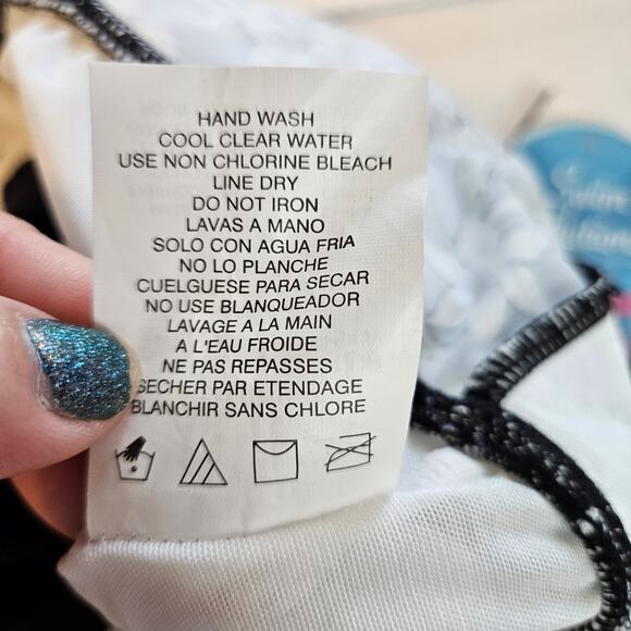 Swim Solutions Black Floral Prairie Flyaway Tummy-Control Swim Dress Plus 16W - Picture 11 of 12